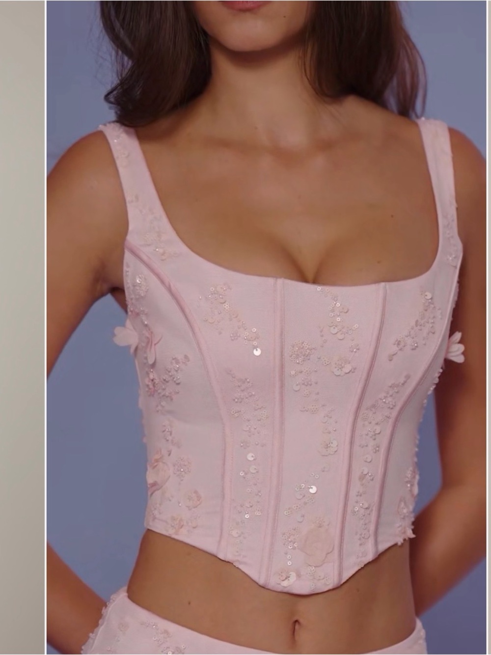 Oh Polly Pink Embellished Corset Top and Skirt Set size 2